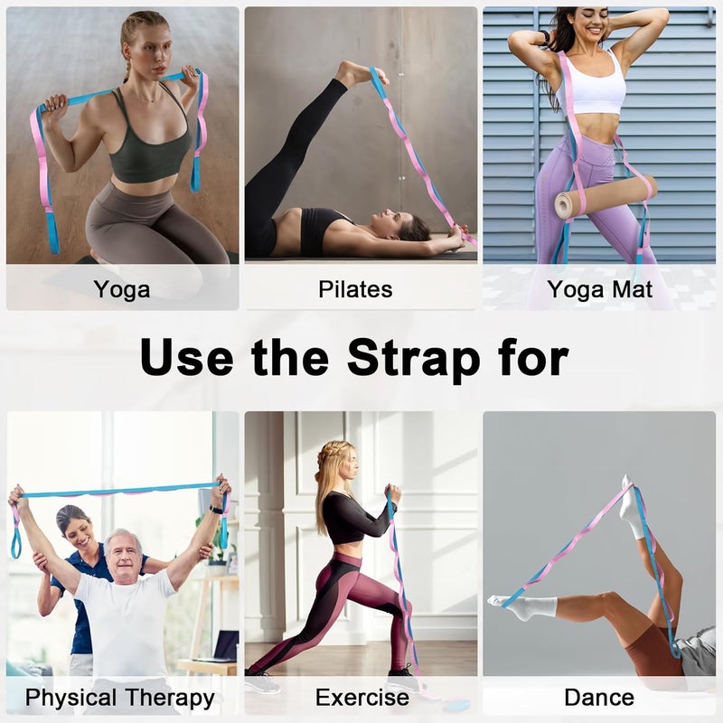 Amrules Yoga Strap for Stretching with 10 Loops Inelastic Soft Polyester Cotton Stretch Out Band for Exercise, Yoga, Pilates and Dance for Men and Women - Image 5